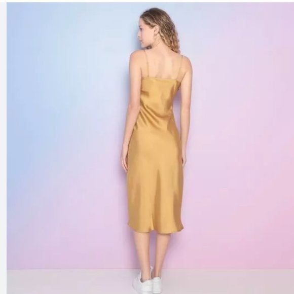 NWT LEVI'S DALIA SLIP DRESS GOLD Satin - Picture 6 of 8